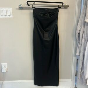 Faux leather fitted dress